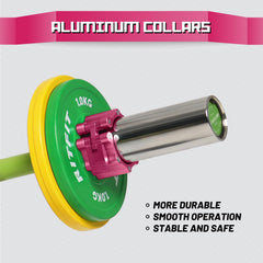 RitFit collars mounted on barbell demonstrating secure fit