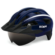 Roam helmet front view navy blue showing streamlined shape and ventilation benefit
