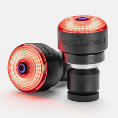 ROCKBROS front view handlebar plug light showing compact profile and visibility benefit