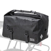 ROCKBROS front view of rear rack bag showing waterproof finish and storage convenience
