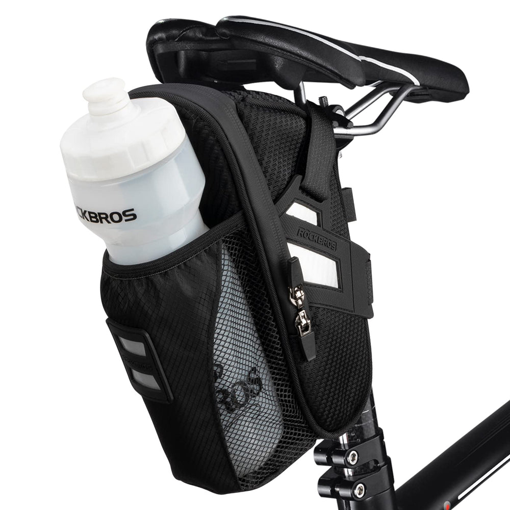 ROCKBROS saddle bag front view showing compact storage and durable shape