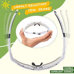 ROCKBROS side view showing flexible TR90 frame detail for shock resistance and comfort