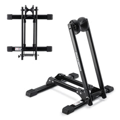 ROCKBROS front view showing stable wide base and wheel slot for secure storage