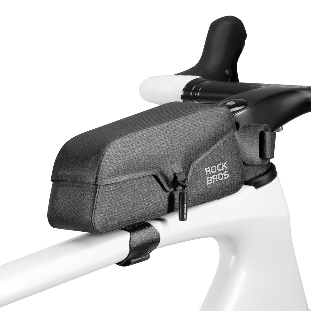ROCKBROS top-tube front view showing slim profile and clean mount for aerodynamic benefit