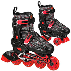 Roller Derby Falcon front view showing boot and convertible frame, easy size adjustability benefit