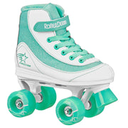 Roller Derby front view white/mint skates showing clean design and easy entry