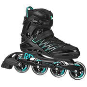 Roller Derby Q-84 front profile showing sleek black teal design and supportive fit