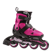 Rollerblade Microblade front view showing pink bubble gum design and secure fit