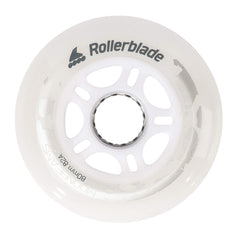 Rollerblade Moonbeam front view showing wheel set and included spacers for easy upgrade