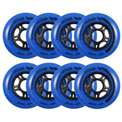 Rollerex front view of deep sea blue VXT500 wheels showing color and finish for visual appeal