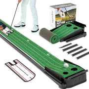 ropoda front view of 9ft putting green showing full length and holes benefits efficient practice
