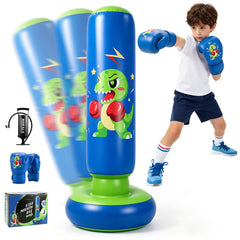 RORALA dinosaur punching bag front view showing playful design and active play benefit
