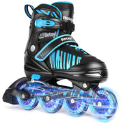 Rotayi front view blue skates showing fit and exterior support