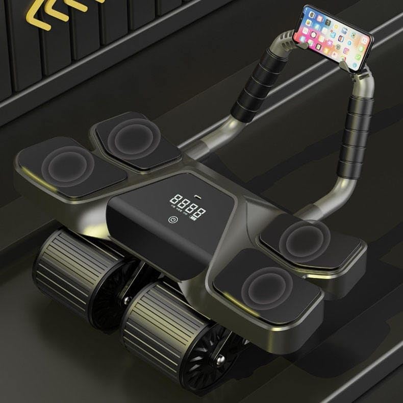 Royal Blaze front view of ab roller and resistance bands showing complete workout set and convenience