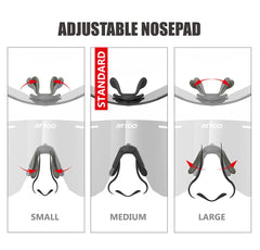 RT100 adjustable nose pad and temple support showing secure fit and personalized comfort