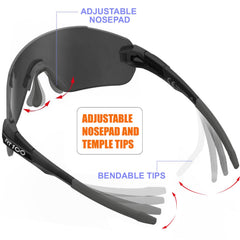 RT100 side profile with flexible TR90 arms demonstrating secure fit