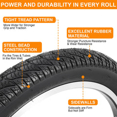 RUHUO sidewall label showing 20x3.0 size and directional indicators for correct installation