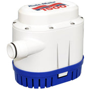 Rule RM1500A front view showing discharge and casing, clear installation benefit