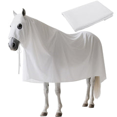RunNico front view of ghost cloak showing full coverage and spooky look for photo-ready horses