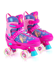 RunRRIn front view adjustable skates showing secure straps and padded boot for comfort