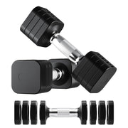 RUNWE front packaging showing compact 5-in-1 adjustable dumbbell set practical storage