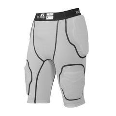 Russell Athletic front view of girdle showing pads and cup pocket for reliable impact protection