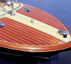 Close-up of glossy varnish surface highlighting Rust-Oleum clarity and wood enhancement