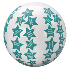 S&S Worldwide ball front view showing printed categories and easy engagement