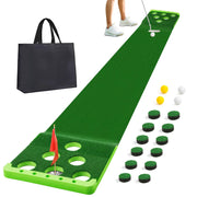 Sagsewful front view of putting mat and borders showing easy setup and durability