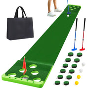 Sagsewful front view of full putting mat showing realistic turf and border benefit practice