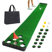 Sagsewful putting mat front view showing cups and border for competitive play