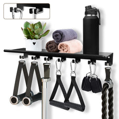 Sahans front view of mounted rack showing organized accessories and space saving