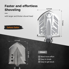 Sahara Sailor close-up of carbon-steel shovel blade for durable digging performance