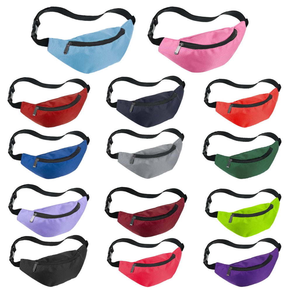 Saintrygo front view of neon fanny packs showing colors and pocket benefit