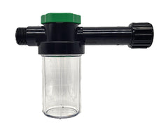 Salt-Away mixing unit front view showing reservoir and valve for accurate dilution