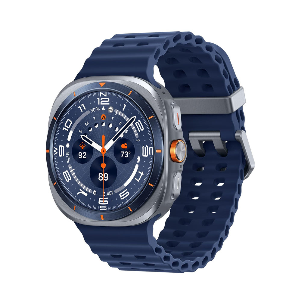 Samsung Galaxy Watch Ultra front view showing rugged display and quick-read information