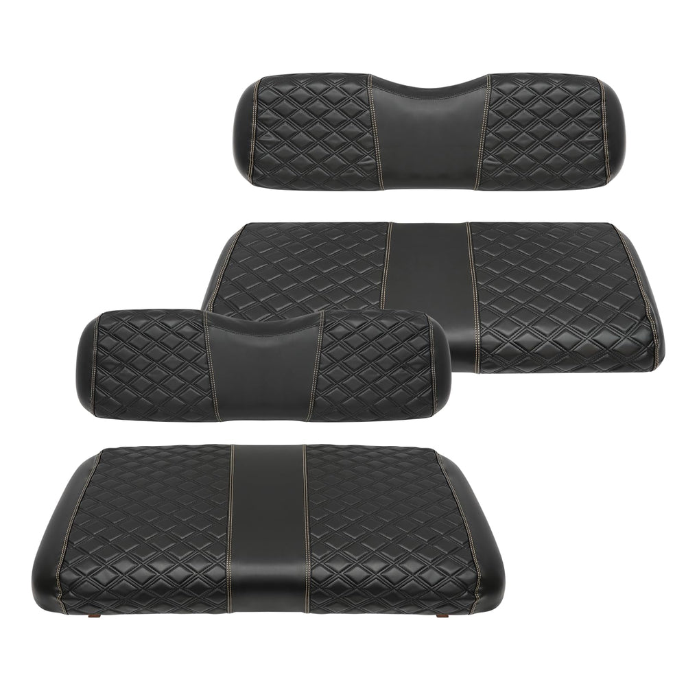SAMXOMAP front seat covers on EZGO TXT showing clean upgrade and protection