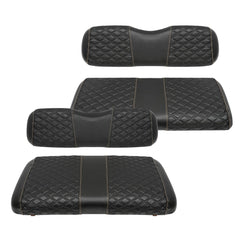 SAMXOMAP front seat covers on EZGO TXT showing clean upgrade and protection