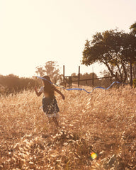 Sarah's Silks streamer in use outdoors showing bright movement benefit