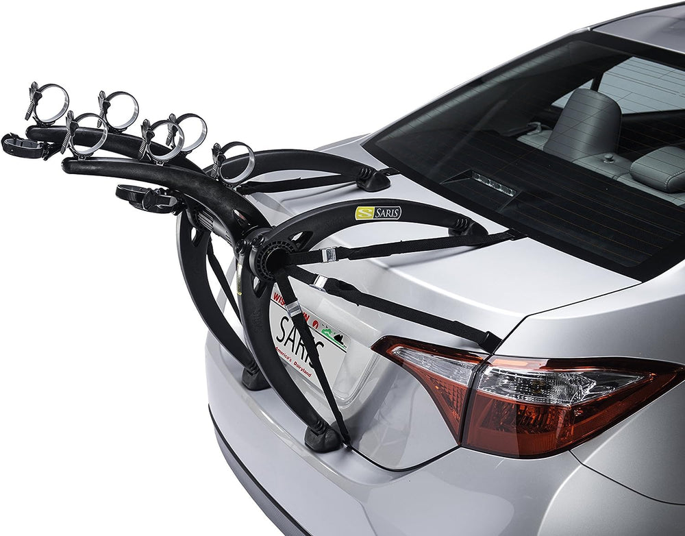 Saris Bones front profile showing arc design and secure bike spacing