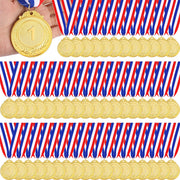 Sasylvia front view of stacked gold medals highlighting shiny finish and appeal
