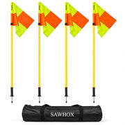 SAWHOX corner flags front view showing kit benefits and clear field marking