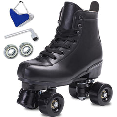 SCNUT front view black high-top skates showing durable fit and support