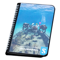SCUBAPRO front cover of logbook showing durable design and easy storage benefit