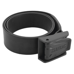 SEAC black weight belt front view showing full strap and buckle for reliable carrying