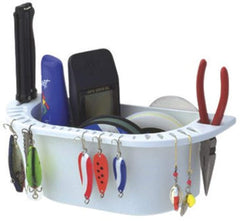 SEACHOICE front view of white cockpit organizer shows compartments and neat storage benefit