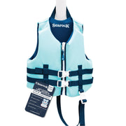 SEAROCK front view Beaufort Blue life jacket showing secure fit benefit