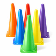 Seenelling front view of six 18 inch cones showing bright colors and portability