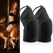 Seenelling front view of the black knee pads showing full coverage and style