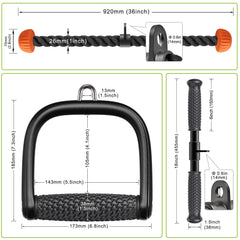 SELEWARE triceps rope detail highlighting nylon braid and anti-slip rubber ends